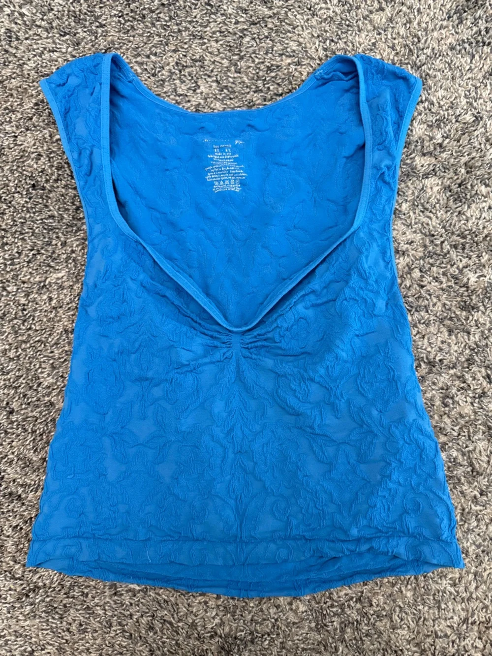 Free People Bright Blue Textured Tank Top